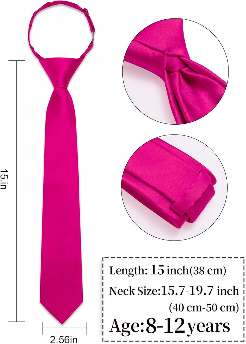 Ailisus Store Boys Tie Solid Color Silk Satin Pre-tied Kids Necktie for Age 8-12 Adjustable Formal Wedding School Graduation - Image 3